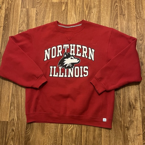 Vintage Northern Illinois University Sweatshirt Adult Large Red Crewneck Huskies - Picture 1 of 6
